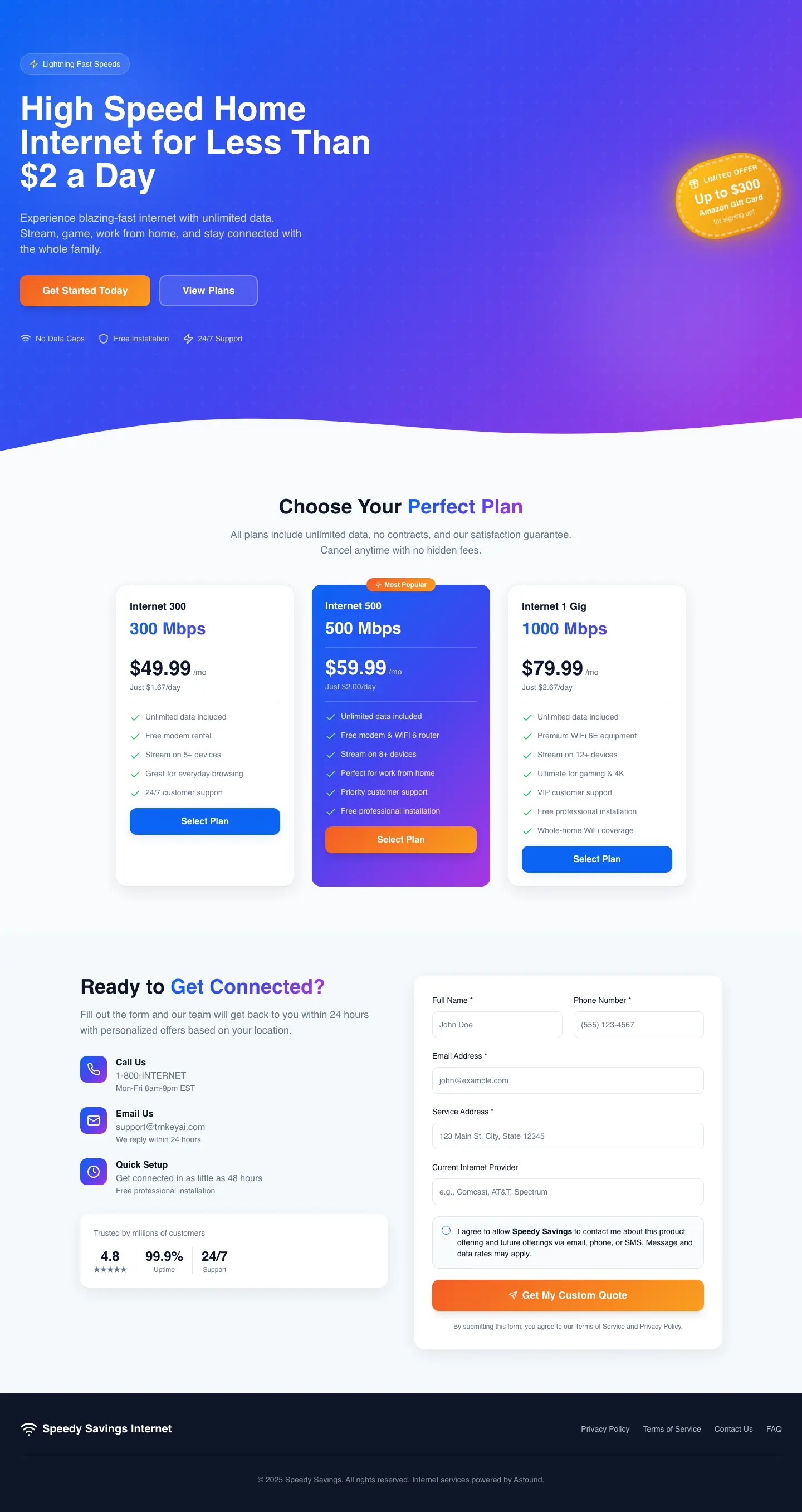 Speedy Savings Internet website
