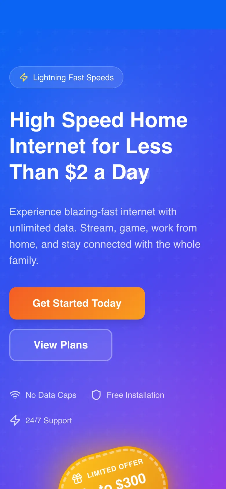 Speedy Savings Internet website on a phone
